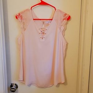 Lace up shoulder blouse top